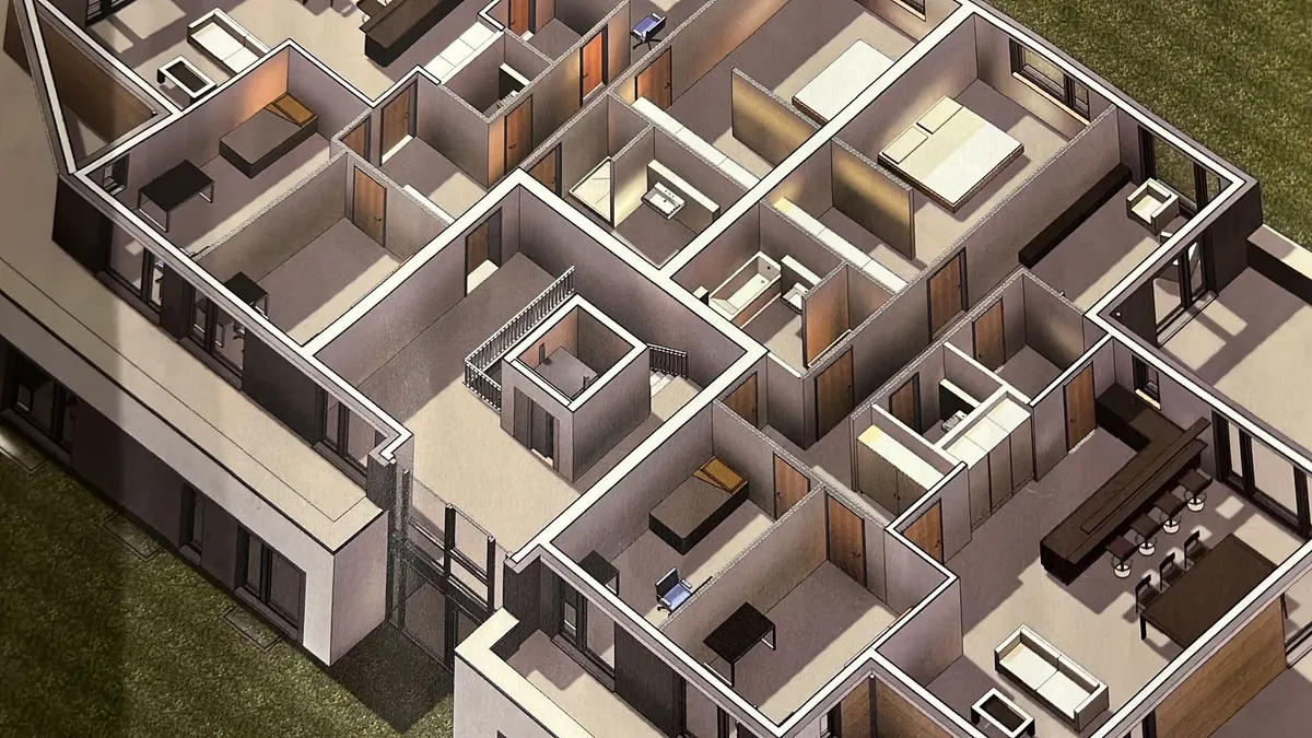 3D-Grundrissvisualisierung mit Schlafräumen