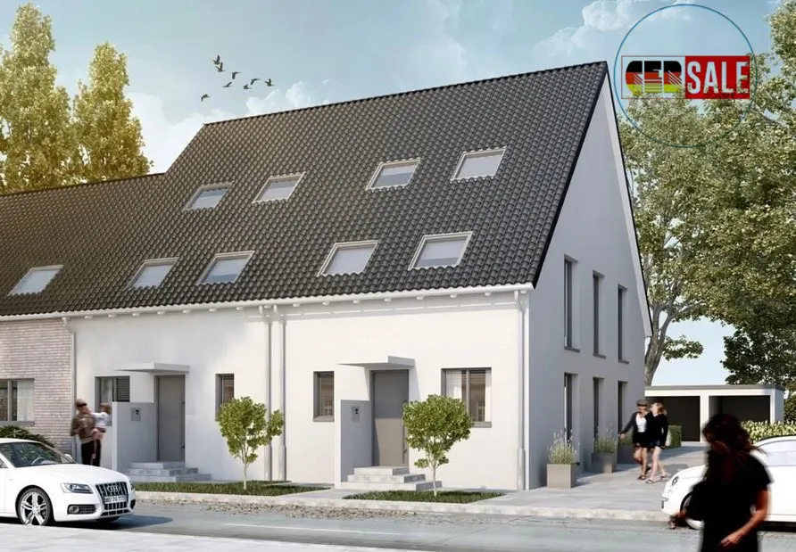 Visualisierung der Straßenseite mit Stellplätzen